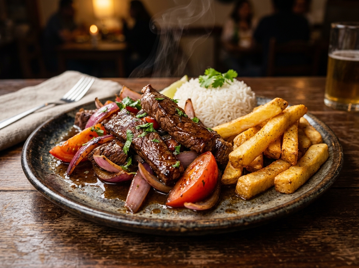 Lomo Saltado Peruano con Papas Fritas